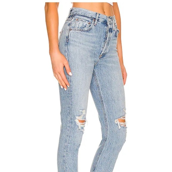 Agolde Riley High Rise Straight Crop in Blitz Button Fly Light Wash Sz 24 - Picture 16 of 16